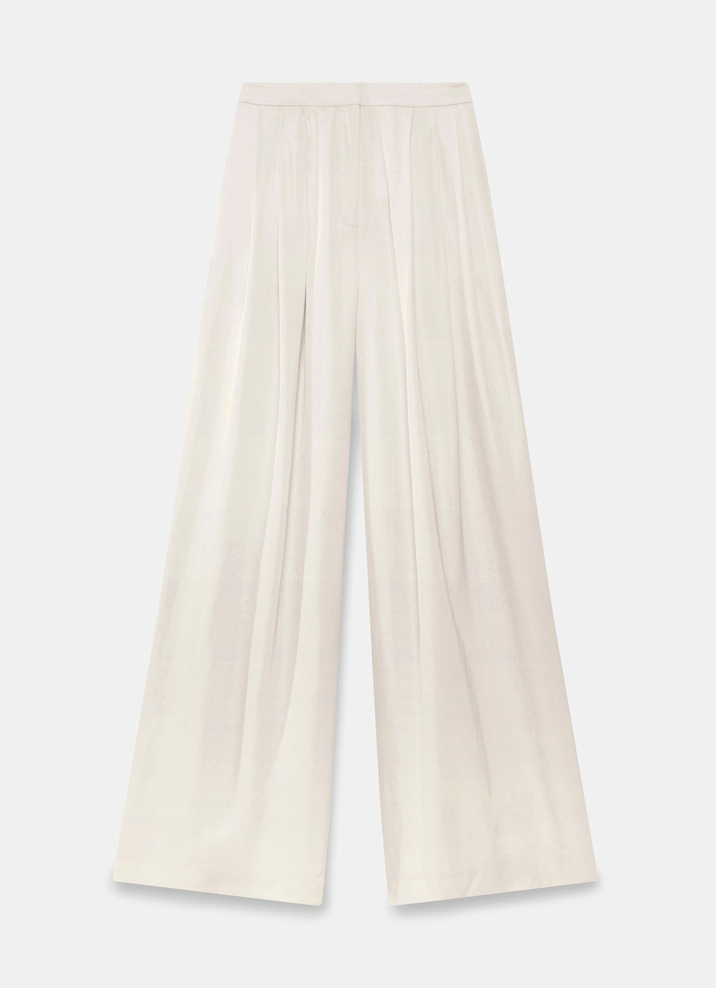 Cream Pleated Wide Trousers