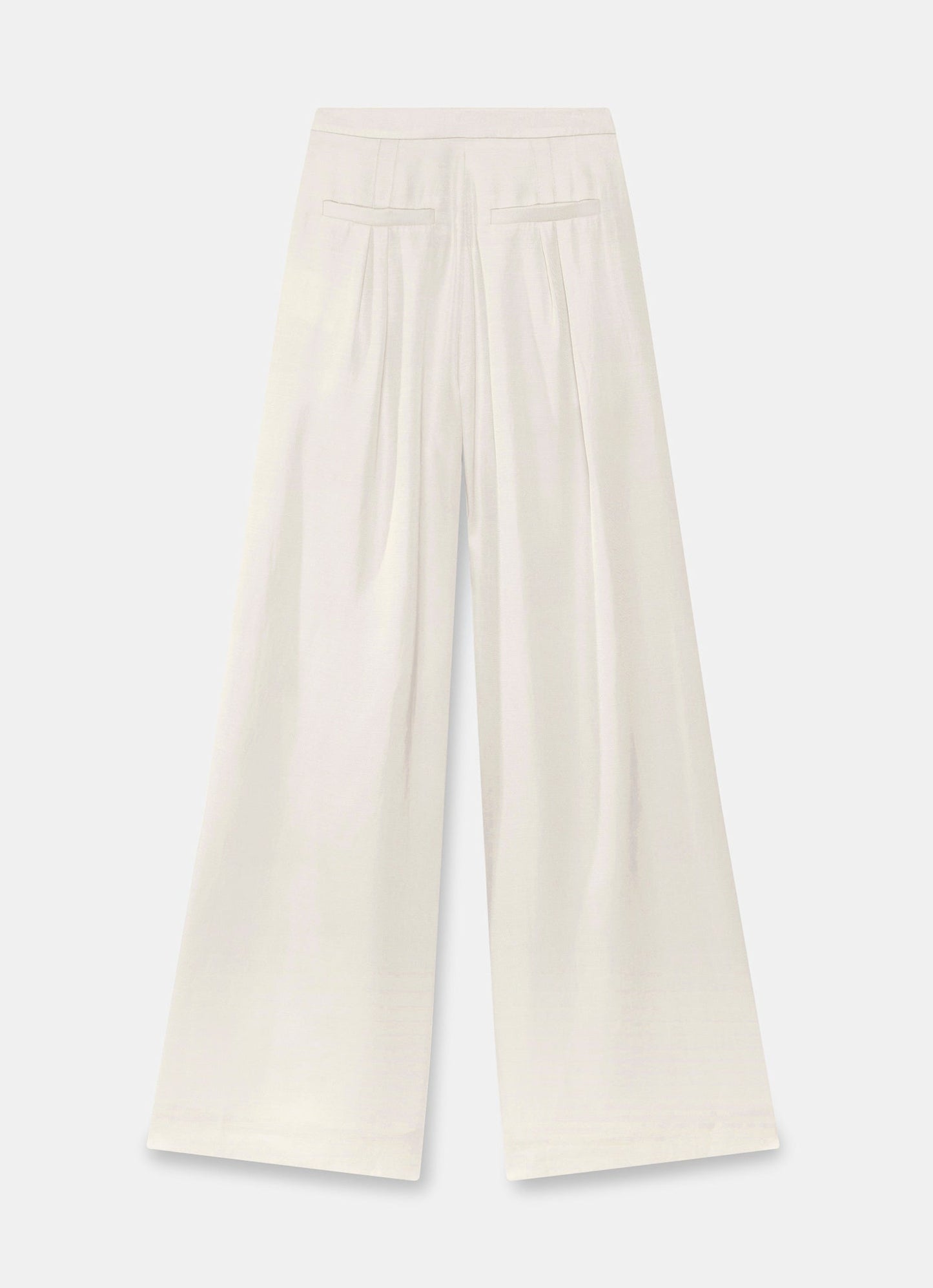 Cream Pleated Wide Trousers