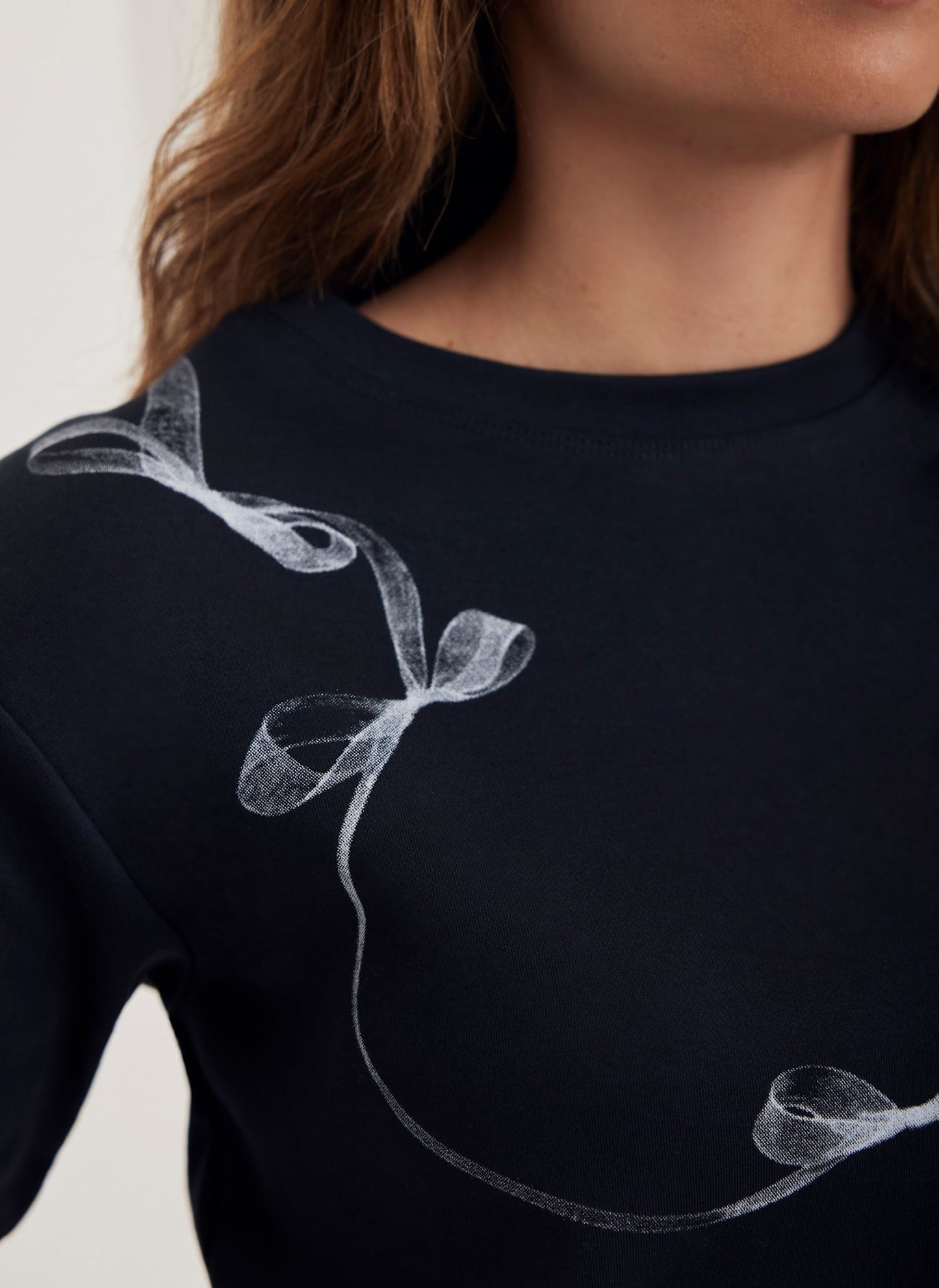 Navy Ribbon Print T-Shirt
