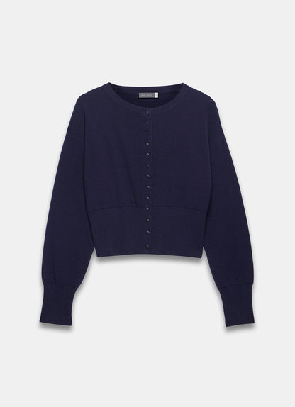 Navy Cotton Blend Cardigan