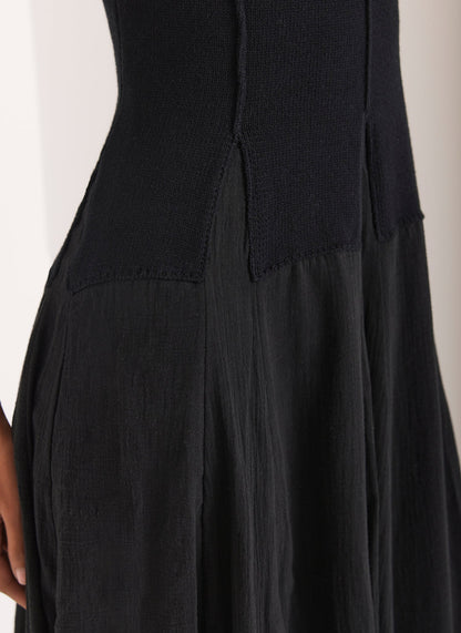 Navy Cotton Drop Waist Maxi Dress