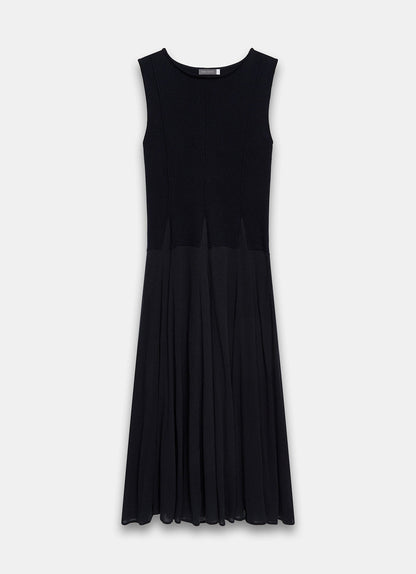 Navy Cotton Drop Waist Maxi Dress