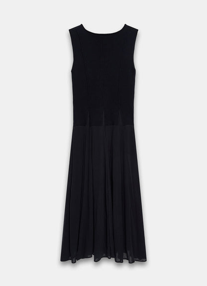 Navy Cotton Drop Waist Maxi Dress
