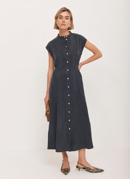 Navy Utility Midi Dress