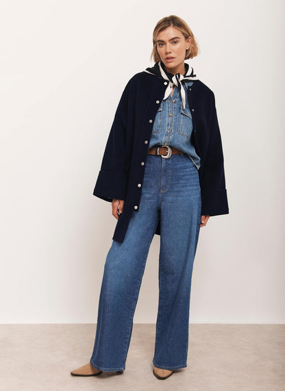 Navy Wool Blend Hand Finished Coat