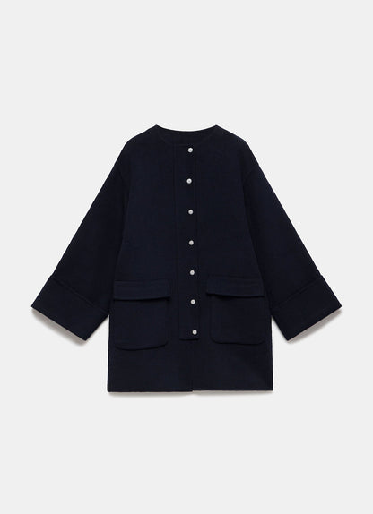 Navy Wool Blend Hand Finished Coat