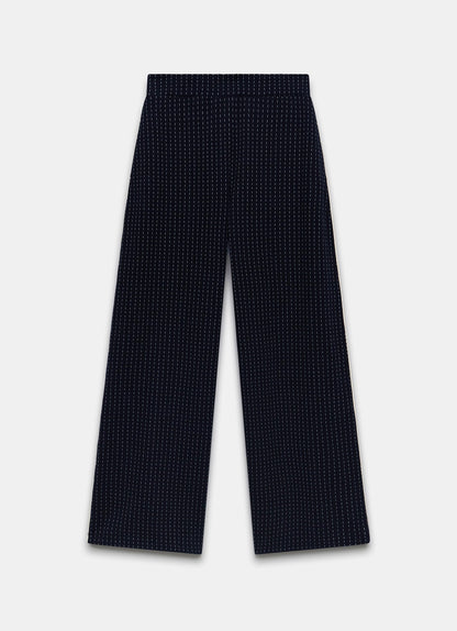 Navy Pinstripe Wide Trousers