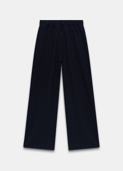 Navy Pinstripe Wide Trousers