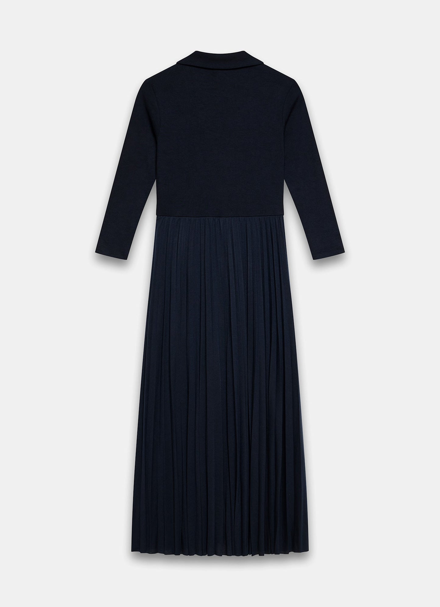 Navy Jersey Collar Midi Dress