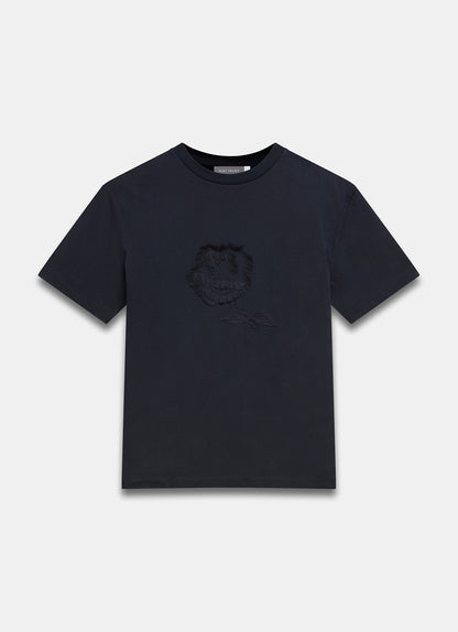 Navy Rose Motif T-Shirt