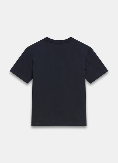 Navy Rose Motif T-Shirt
