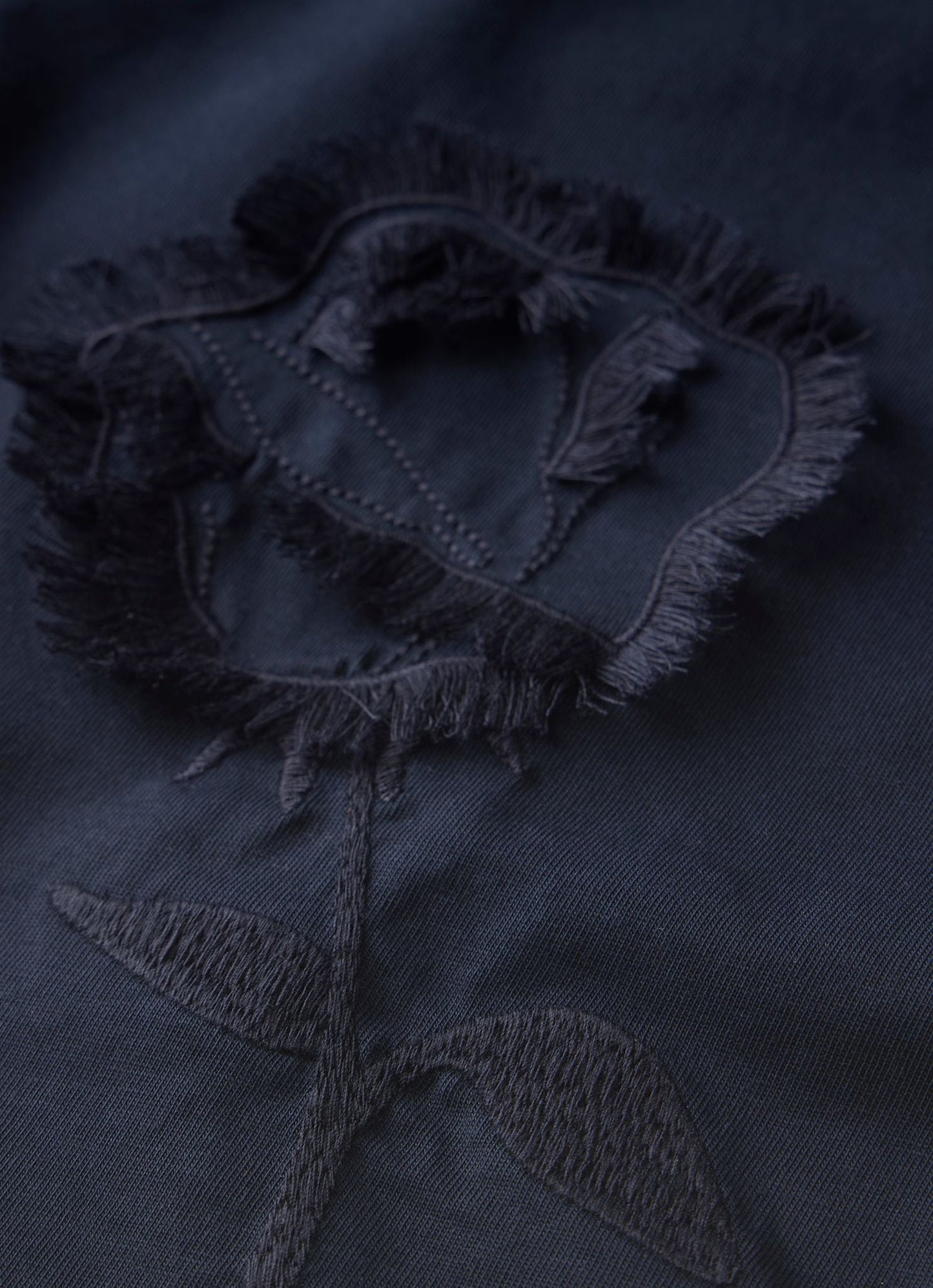Navy Rose Motif T-Shirt