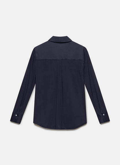 Navy Satin Utility Shirt