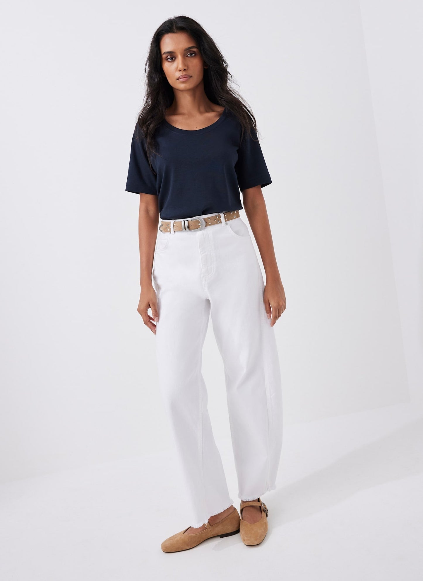 Navy Cotton Scoop Neck T-Shirt