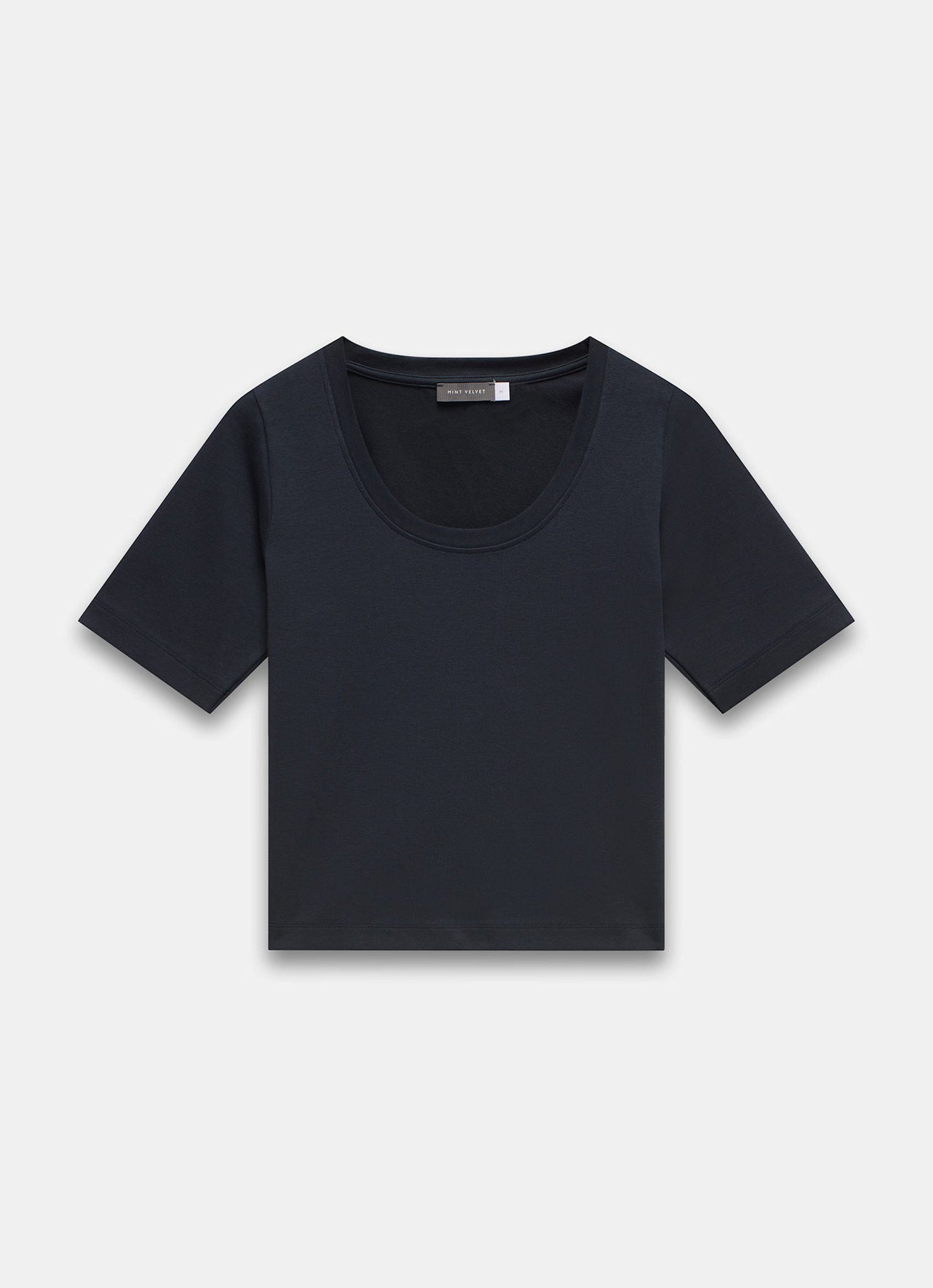 Navy Cotton Scoop Neck T-Shirt