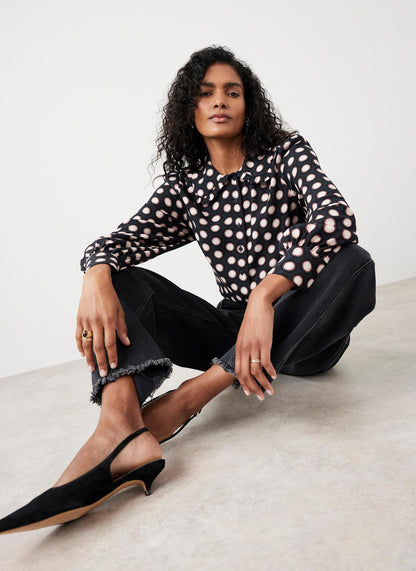Navy Geometric Print Blouse