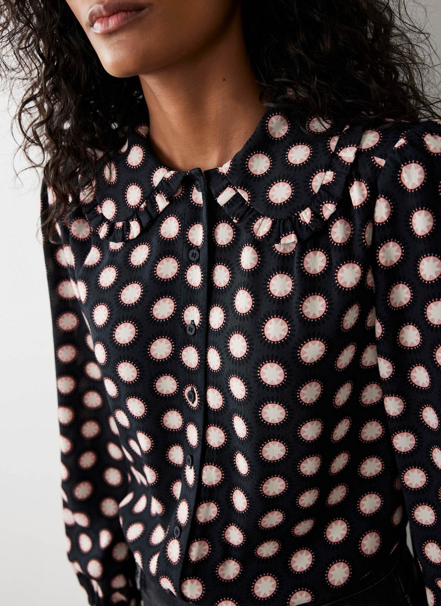 Navy Geometric Print Blouse