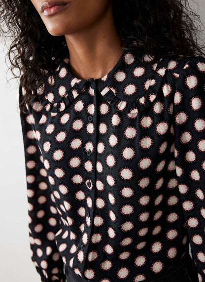 Navy Geometric Print Blouse