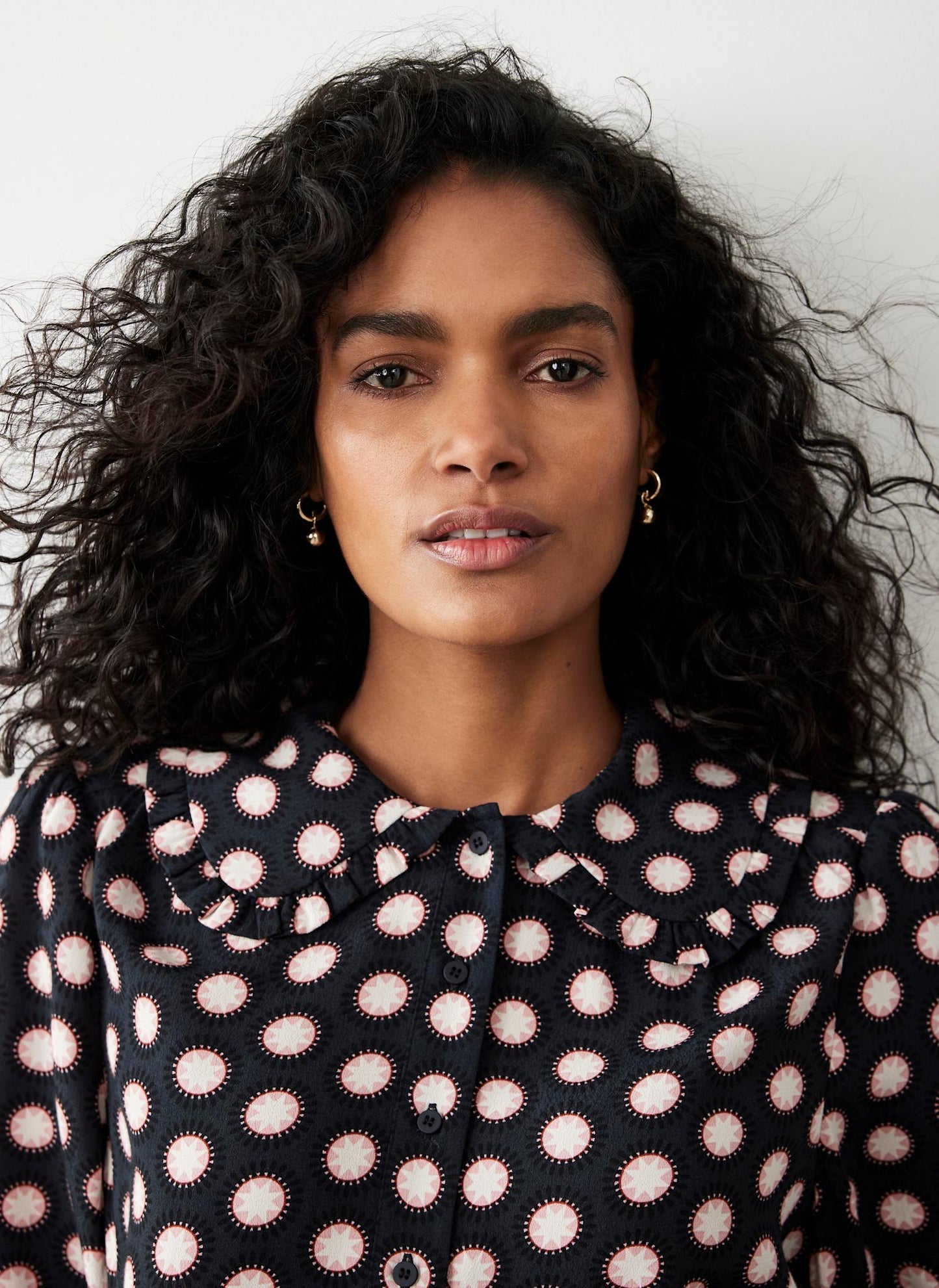Navy Geometric Print Blouse