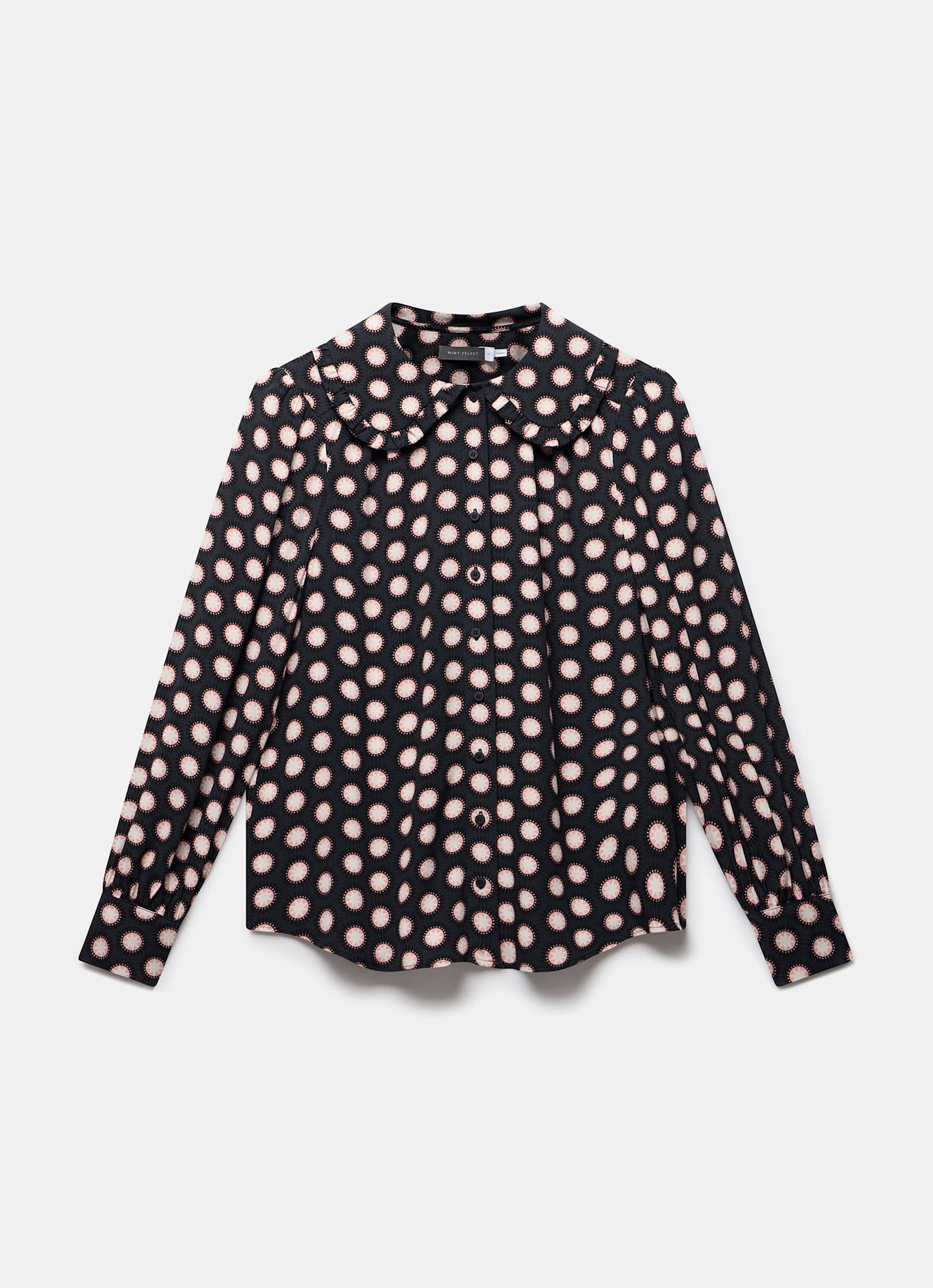Navy Geometric Print Blouse