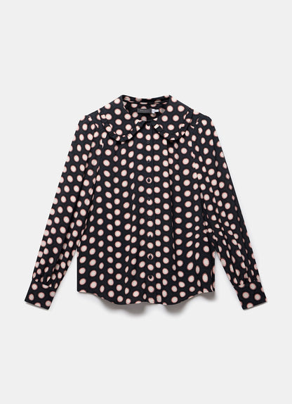Navy Geometric Print Blouse