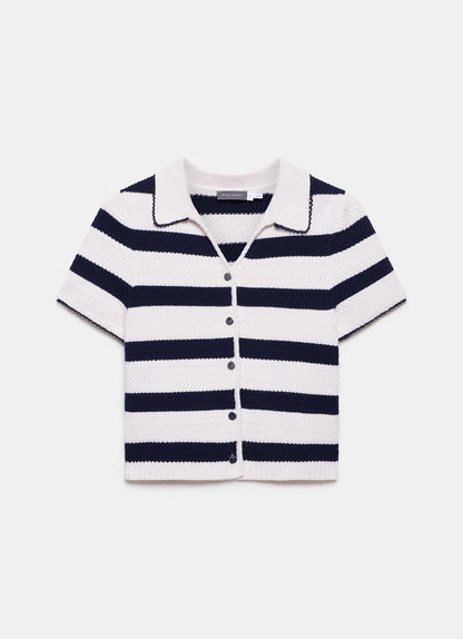 Navy Striped Knit Top