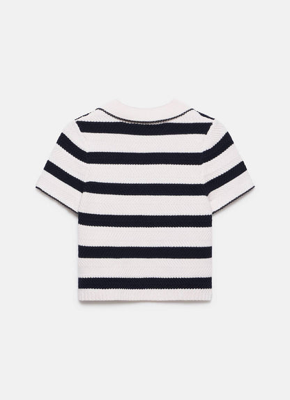 Navy Striped Knit Top