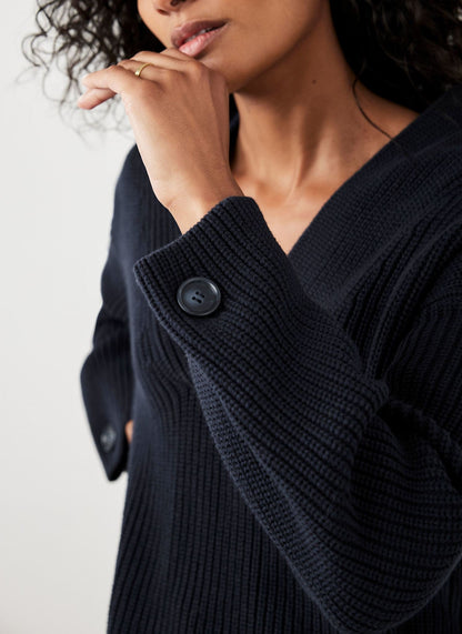 Navy Cotton Blend Chunky Knit Jumper