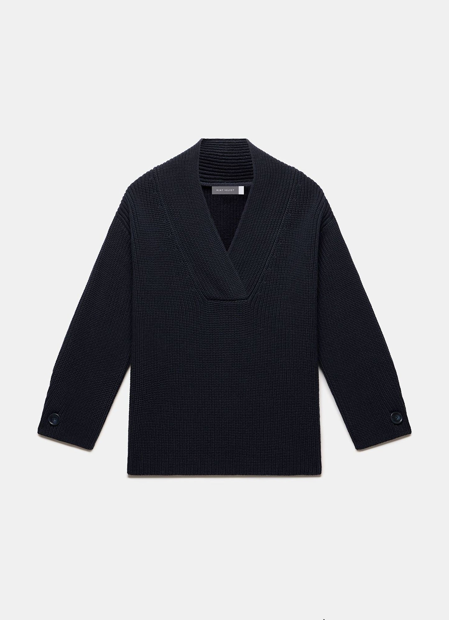 Navy Cotton Blend Chunky Knit Jumper