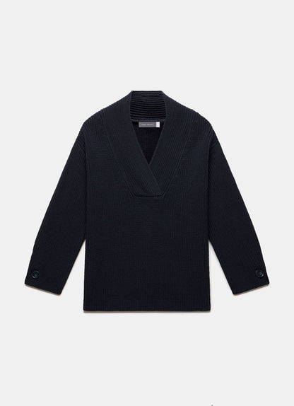 Navy Cotton Blend Chunky Knit Jumper