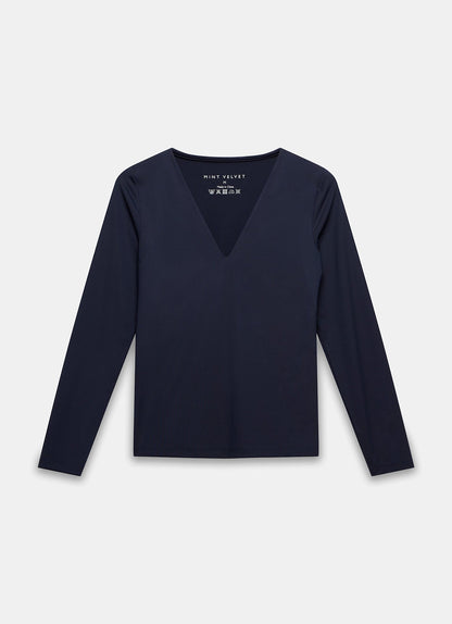 Navy Long Sleeve Layering Top