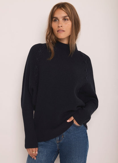 Navy Whipstitch Cotton Blend Jumper