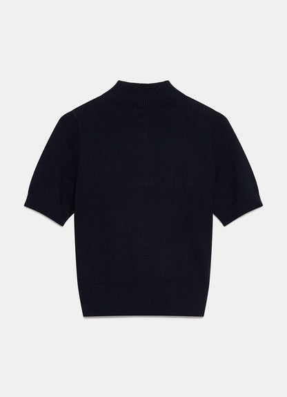 Navy Zip Detail Knit Top