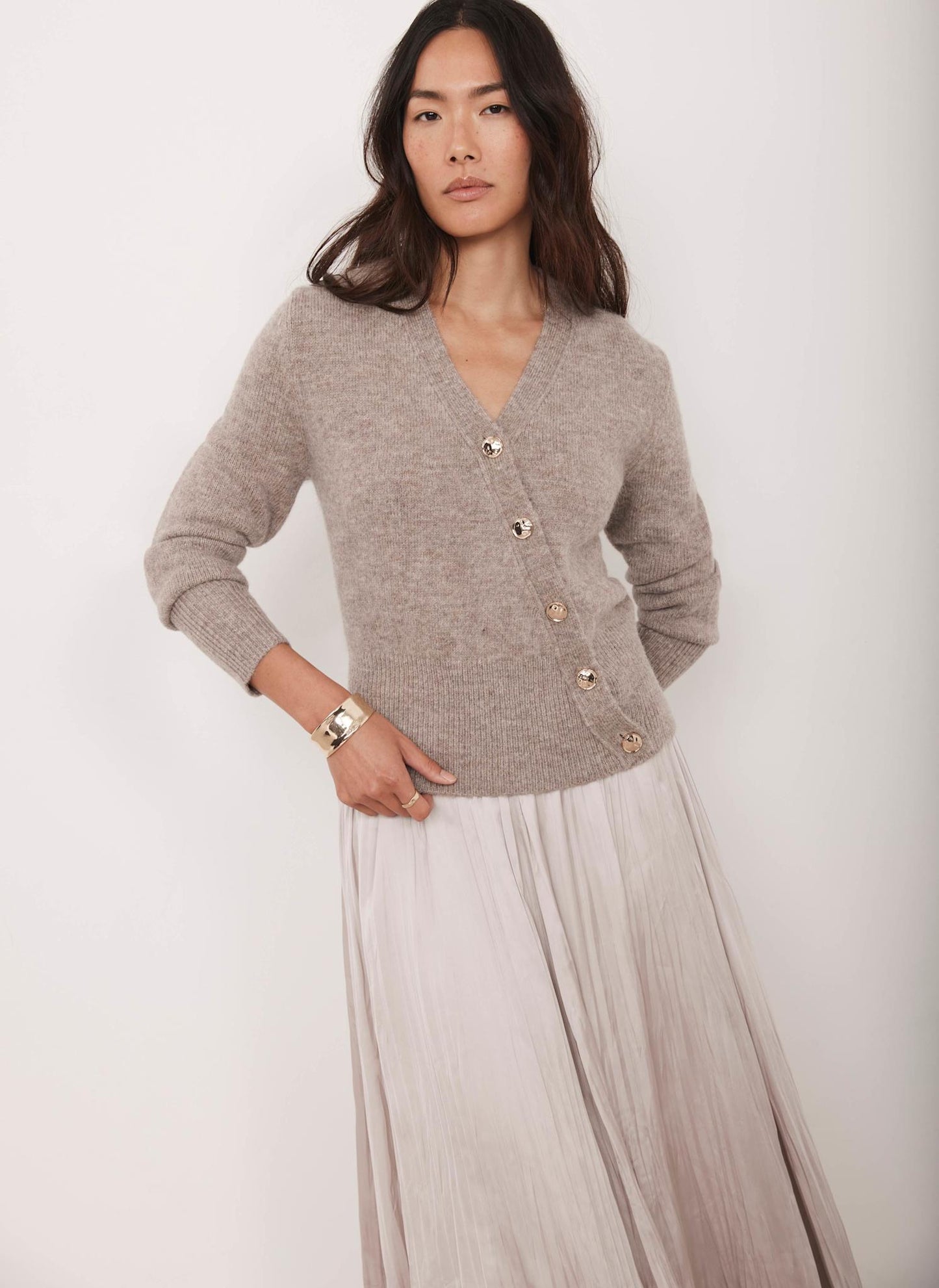Neutral Asymmetric Detail Cardigan