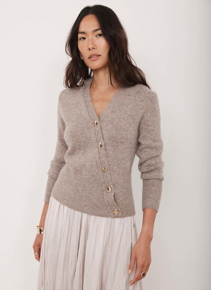 Neutral Asymmetric Detail Cardigan