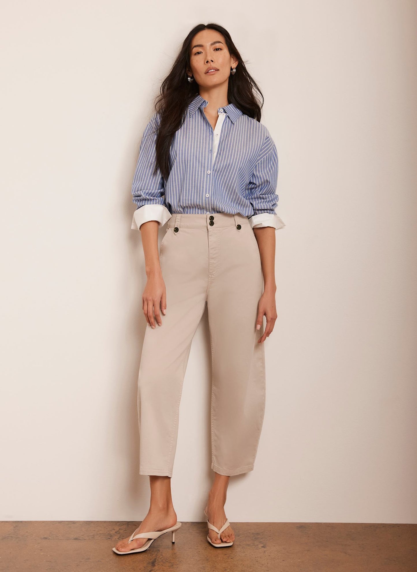 Neutral Barrel Chino Trousers