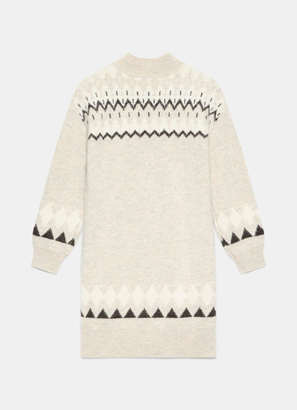Neutral Fairisle Knit Mini Dress