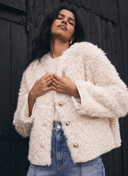 Neutral Faux Fur Jacket