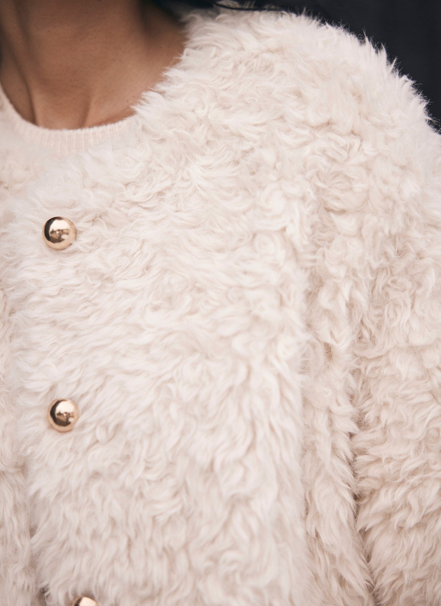 Neutral Faux Fur Jacket