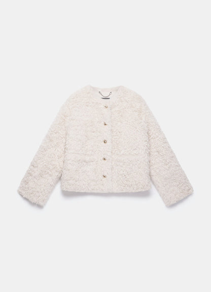 Neutral Faux Fur Jacket