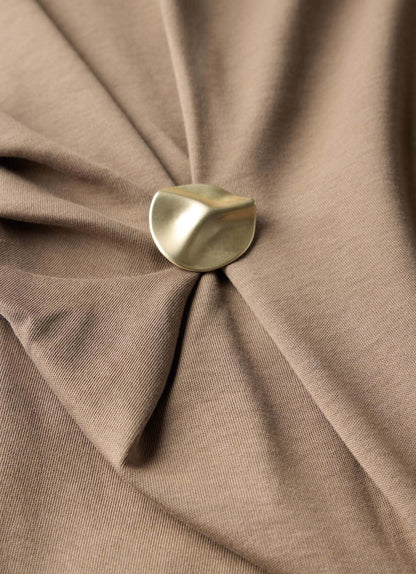 Brown Gathered Detail T-Shirt
