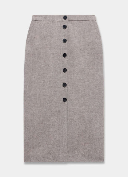 Neutral Herringbone Midi Skirt