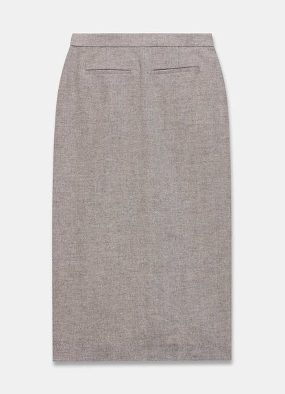 Neutral Herringbone Midi Skirt