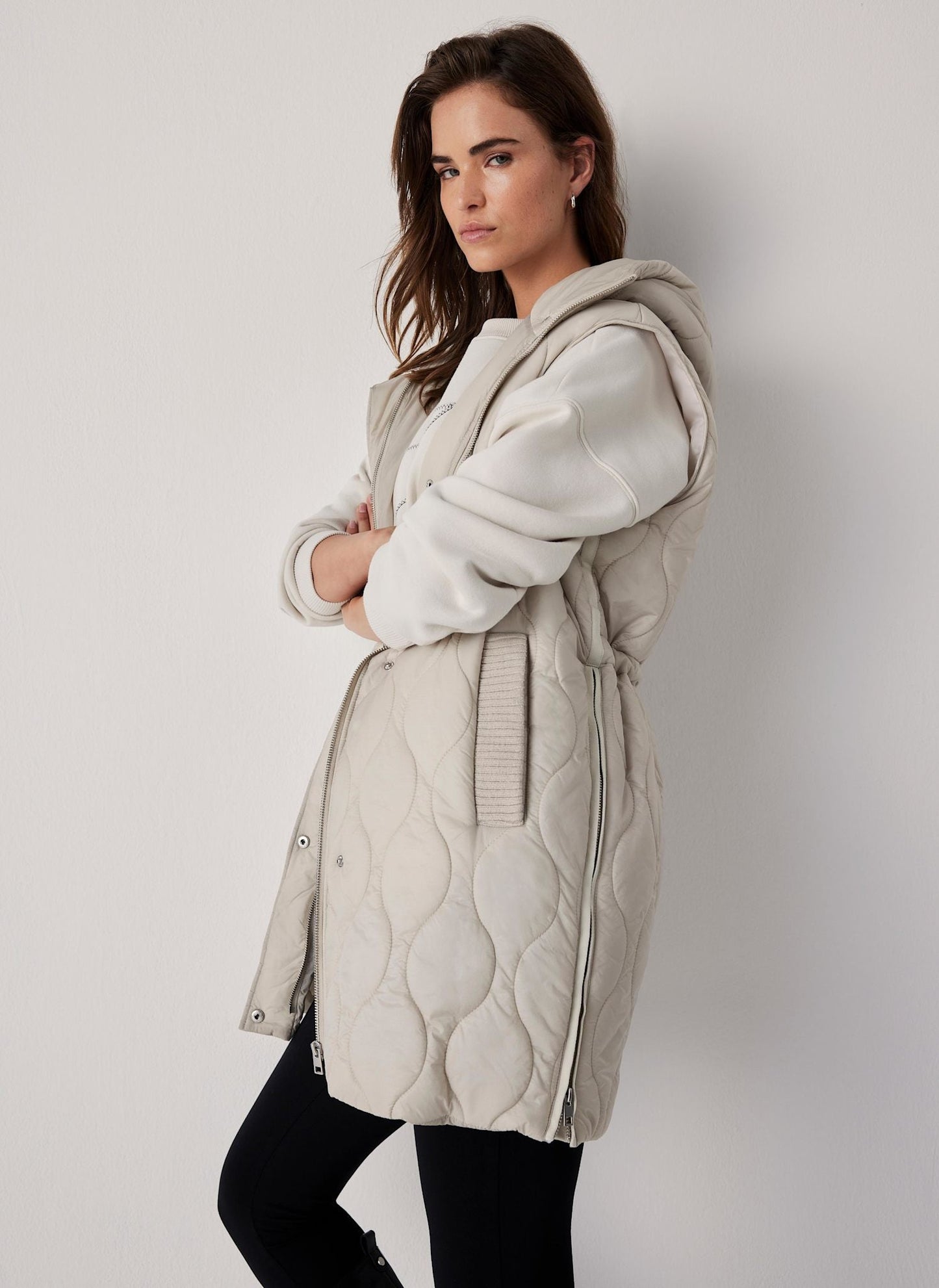 Neutral Quilted Longline Gilet