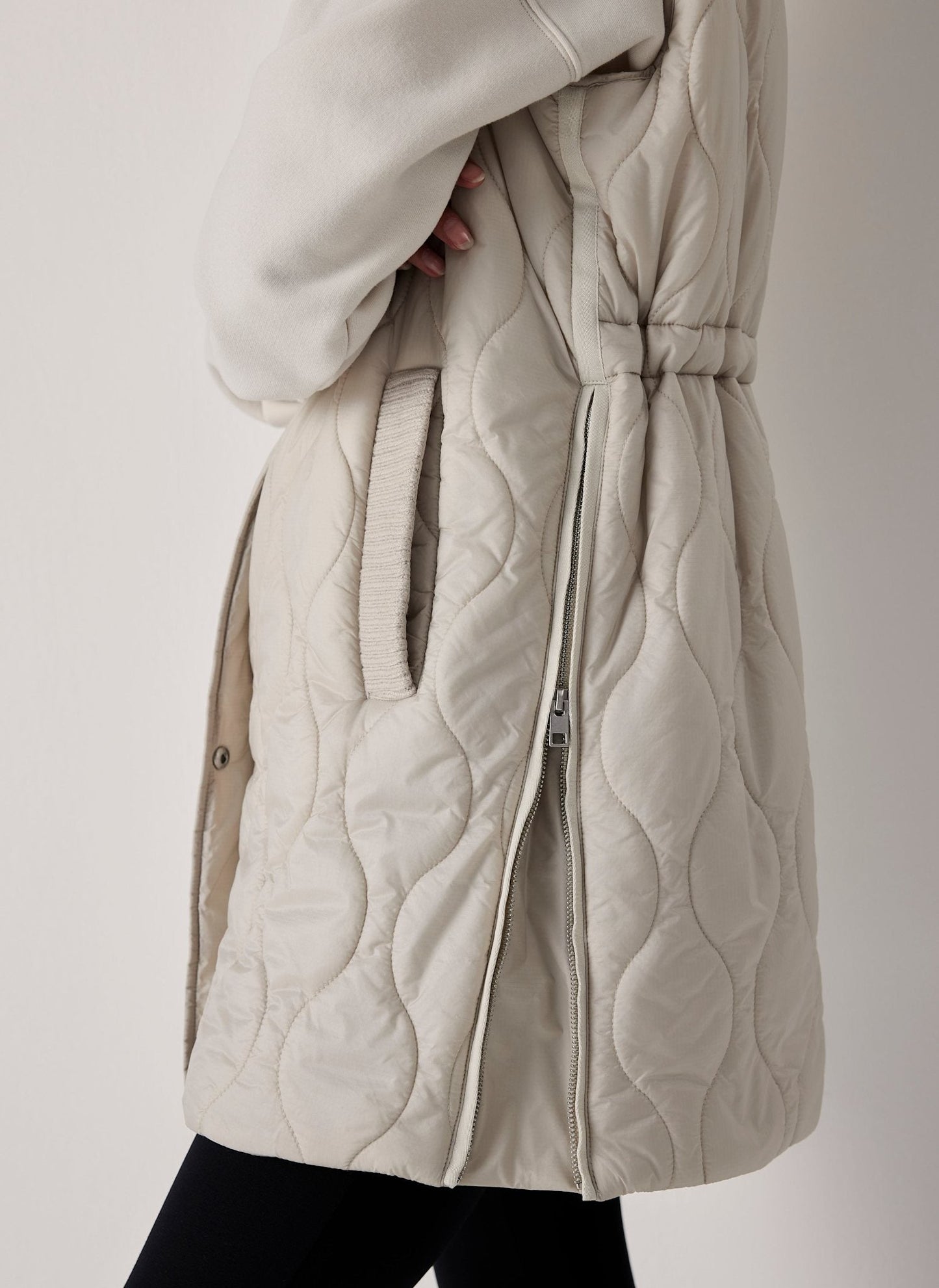 Neutral Quilted Longline Gilet