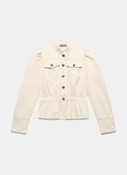 Neutral Puff Sleeve Peplum Jacket