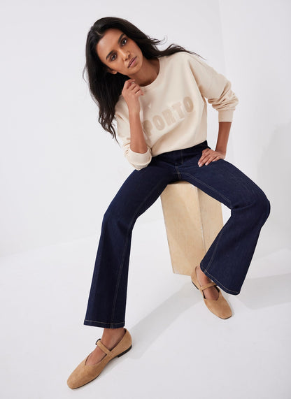 Neutral Porto Slogan Sweatshirt