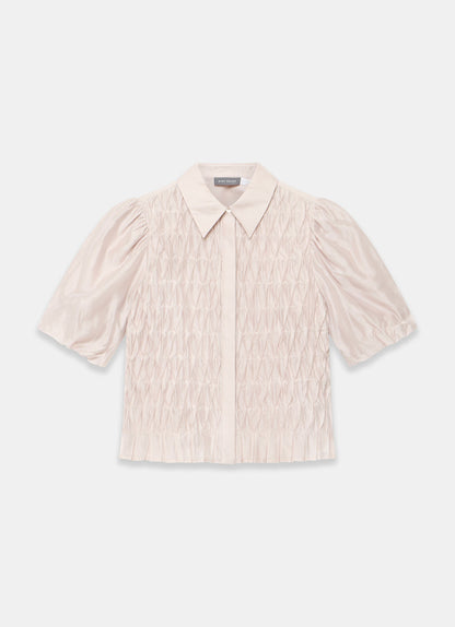 Neutral Puff Sleeve Smock Shirt