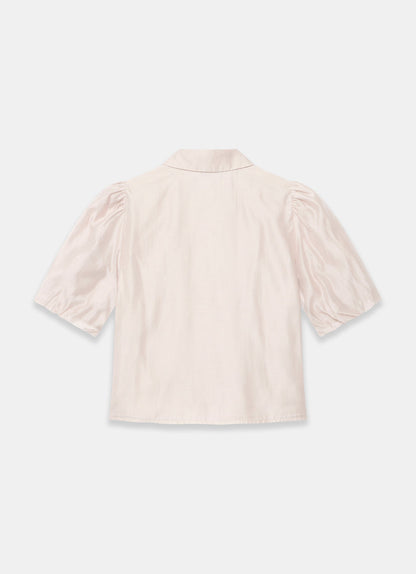Neutral Puff Sleeve Smock Shirt