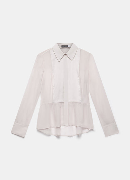 Neutral Satin Panel Shirt